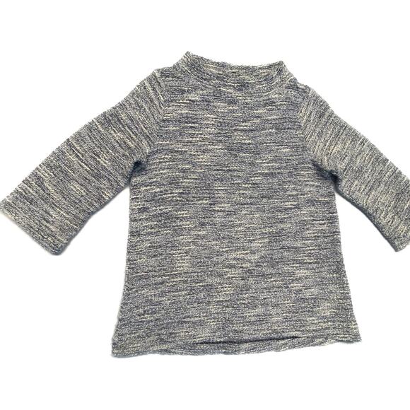 Loft Mock Turtleneck Sweater Women M 3/4 Sleeves Gray White Variegated Metallic - Picture 1 of 6